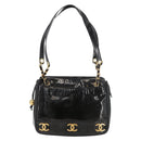 CHANEL Chain Shoulder Bag Patent Leather Black Gold CC Auth bs35342-13