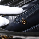 CHANEL Chain Shoulder Bag Patent Leather Black Gold CC Auth bs35342-23