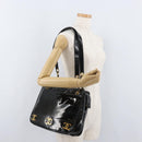 CHANEL Chain Shoulder Bag Patent Leather Black Gold CC Auth bs35342-25