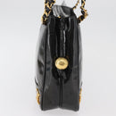 CHANEL Chain Shoulder Bag Patent Leather Black Gold CC Auth bs35342-4