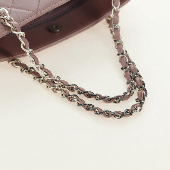 CHANEL Matelasse Chain Hand Bag Leather Pink Silver CC Auth bs35344V