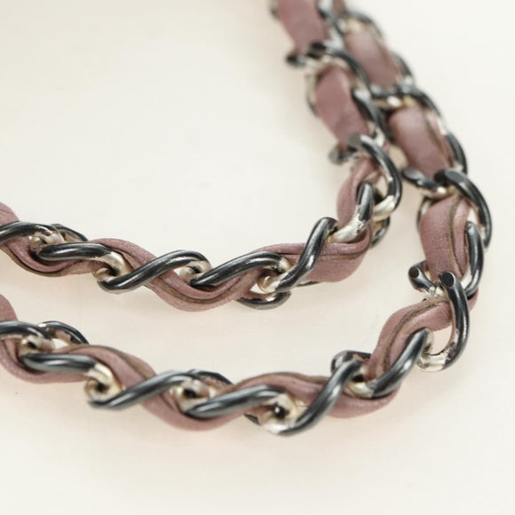CHANEL Matelasse Chain Hand Bag Leather Pink Silver CC Auth bs35344V