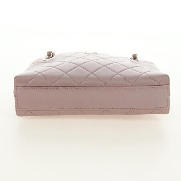 CHANEL Matelasse Chain Hand Bag Leather Pink Silver CC Auth bs35344V