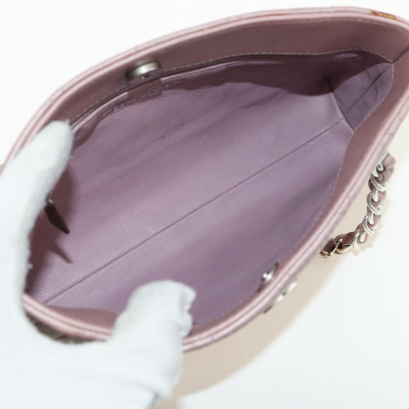 CHANEL Matelasse Chain Hand Bag Leather Pink Silver CC Auth bs35344V