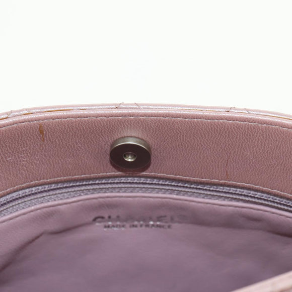 CHANEL Matelasse Chain Hand Bag Leather Pink Silver CC Auth bs35344V