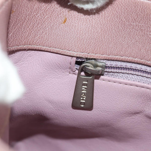 CHANEL Matelasse Chain Hand Bag Leather Pink Silver CC Auth bs35344V