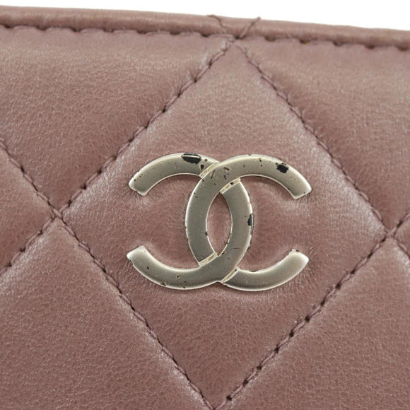 CHANEL Matelasse Chain Hand Bag Leather Pink Silver CC Auth bs35344V