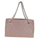 CHANEL Matelasse Chain Hand Bag Leather Pink Silver CC Auth bs35344V-4