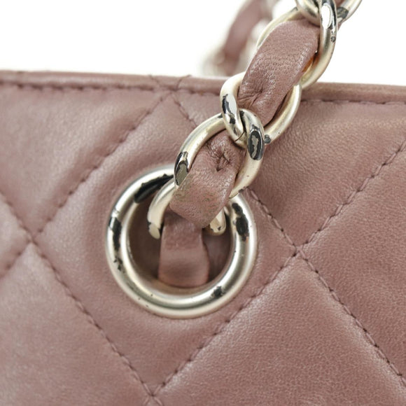 CHANEL Matelasse Chain Hand Bag Leather Pink Silver CC Auth bs35344V