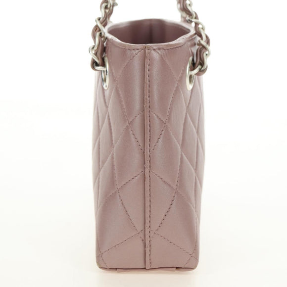 CHANEL Matelasse Chain Hand Bag Leather Pink Silver CC Auth bs35344V
