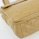 CHANEL Matelasse Tote Bag Patent Leather Beige Gold CC Auth bs35345-11
