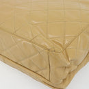 CHANEL Matelasse Tote Bag Patent Leather Beige Gold CC Auth bs35345-12