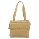 CHANEL Matelasse Tote Bag Patent Leather Beige Gold CC Auth bs35345-2