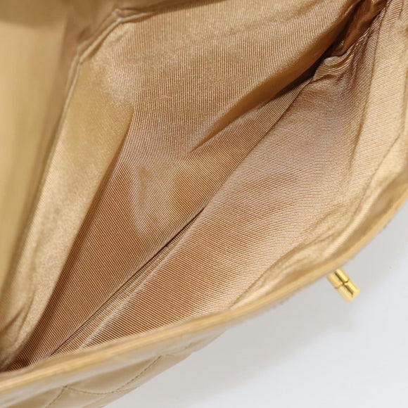 CHANEL Matelasse Tote Bag Patent Leather Beige Gold CC Auth bs35345