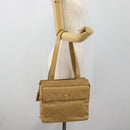 CHANEL Matelasse Tote Bag Patent Leather Beige Gold CC Auth bs35345-26
