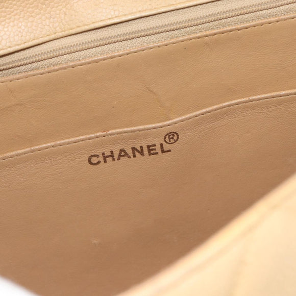 CHANEL Matelassé Business Tas Kaviaarleer Beige Goud CC Auth bs35346