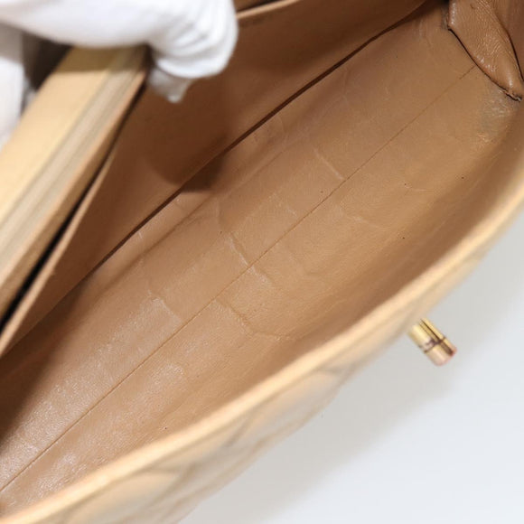 CHANEL Matelassé Business Tas Kaviaarleer Beige Goud CC Auth bs35346