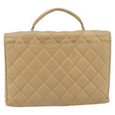 CHANEL Matelassé Business Tas Kaviaarleer Beige Goud CC Auth bs35346-2