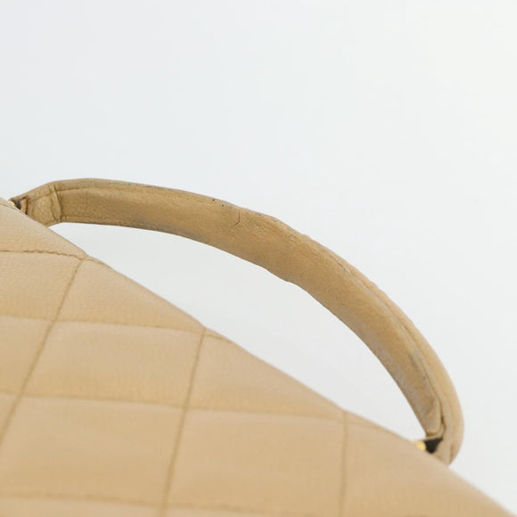 CHANEL Matelassé Business Tas Kaviaarleer Beige Goud CC Auth bs35346