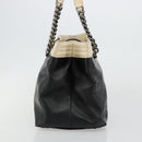 CHANEL Boy Chanel Chain Tote Bag Calf Skin Black Silver CC Auth bs35348-4