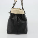 CHANEL Boy Chanel Chain Tote Bag Calf Skin Black Silver CC Auth bs35348-5