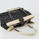 CHANEL Boy Chanel Chain Tote Bag Calf Skin Black Silver CC Auth bs35348-6