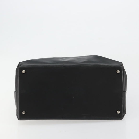 CHANEL Boy Chanel Chain Tote Bag Calf Skin Black Silver CC Auth bs35348