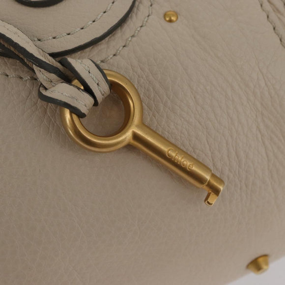 Chloe Paddington Hand Bag Leather Ivory Gold Silver Auth bs35349M