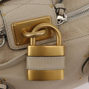 Chloe Paddington Hand Bag Leather Ivory Gold Silver Auth bs35349M-15
