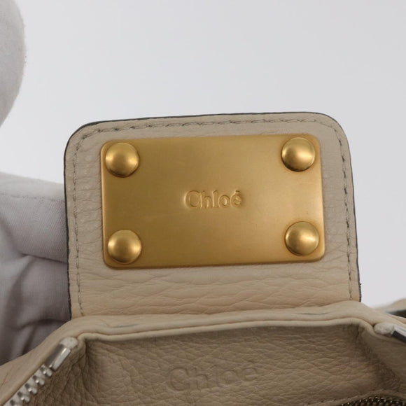Chloe Paddington Hand Bag Leather Ivory Gold Silver Auth bs35349M