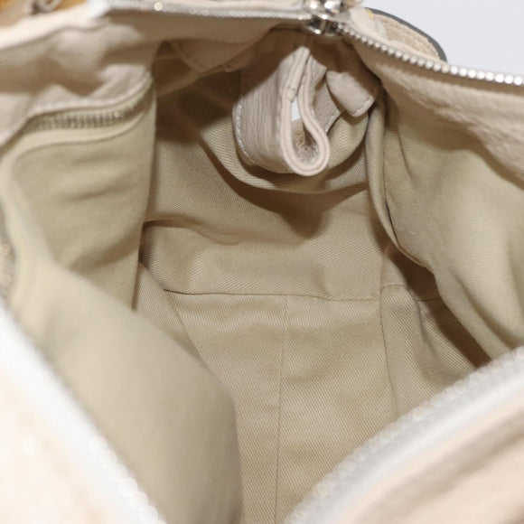 Chloe Paddington Hand Bag Leather Ivory Gold Silver Auth bs35349M