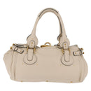 Chloe Paddington Hand Bag Leather Ivory Gold Silver Auth bs35349M-3