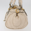 Chloe Paddington Hand Bag Leather Ivory Gold Silver Auth bs35349M-4