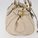 Chloe Paddington Hand Bag Leather Ivory Gold Silver Auth bs35349M-5
