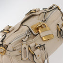 Chloe Paddington Hand Bag Leather Ivory Gold Silver Auth bs35349M-6