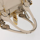 Chloe Paddington Hand Bag Leather Ivory Gold Silver Auth bs35349M-7