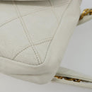 CHANEL Bicolore Waist Bag Lamb Skin White Gold CC Auth bs35350-10