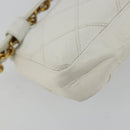 CHANEL Bicolore Waist Bag Lamb Skin White Gold CC Auth bs35350-13