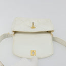 CHANEL Bicolore Waist Bag Lamb Skin White Gold CC Auth bs35350-15