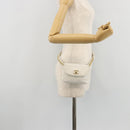 CHANEL Bicolore Waist Bag Lamb Skin White Gold CC Auth bs35350-24