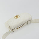 CHANEL Bicolore Waist Bag Lamb Skin White Gold CC Auth bs35350-6