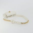 CHANEL Bicolore Waist Bag Lamb Skin White Gold CC Auth bs35350-7