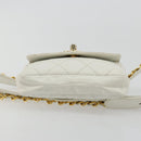 CHANEL Bicolore Waist Bag Lamb Skin White Gold CC Auth bs35350-9