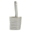CHANEL Choco Bar Handtasje Nylon Zilver CC Auth bs35353-1