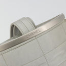 CHANEL Choco Bar Handtasje Nylon Zilver CC Auth bs35353-16