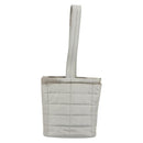 CHANEL Choco Bar Handtasje Nylon Zilver CC Auth bs35353-3