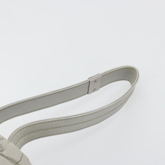 CHANEL Choco Bar Handtasje Nylon Zilver CC Auth bs35353