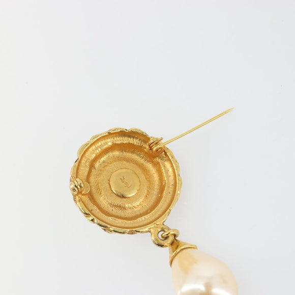 SAINT LAURENT Brooch metal Gold Auth bs35355A