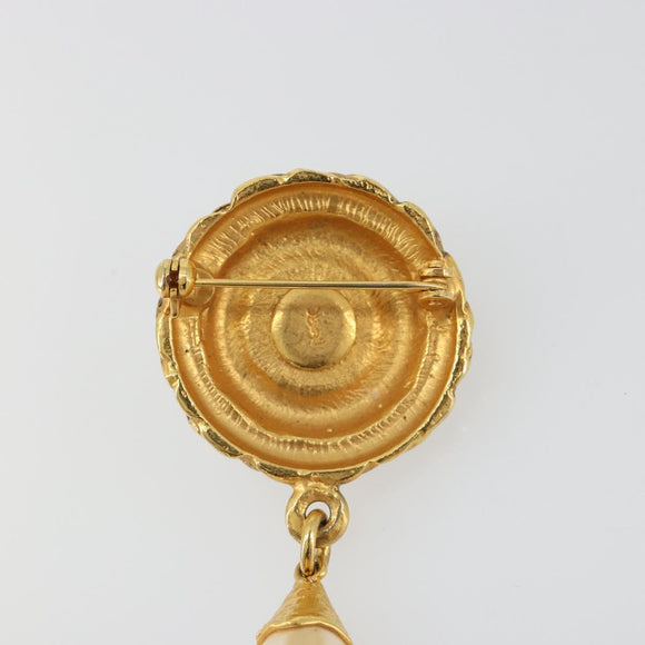 SAINT LAURENT Brooch metal Gold Auth bs35355A