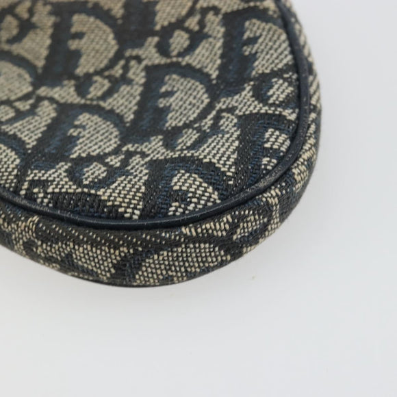 Christian Dior Trotter Canvas Zadeltasje Muntzakje Marine Goud Auth bs35356